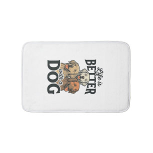 Vintage Life Is Better With a Dog Vector Design_1 Bath Mat