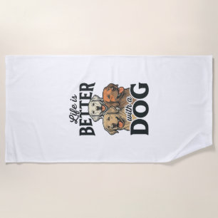 Vintage Life Is Better With a Dog Vector Design_1 Beach Towel