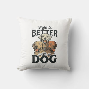 Vintage Life Is Better With a Dog Vector Design_1 Cushion