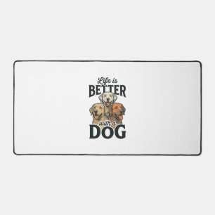 Vintage Life Is Better With a Dog Vector Design_1 Desk Mat