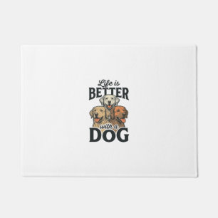 Vintage Life Is Better With a Dog Vector Design_1 Doormat