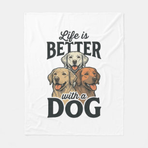 Vintage Life Is Better With a Dog Vector Design_1 Fleece Blanket