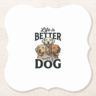 Vintage Life Is Better With a Dog Vector Design_1 Paper Coaster