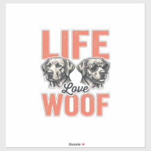 Vintage Life Love Woof Dog Graphic Design_1