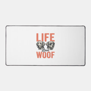 Vintage Life Love Woof Dog Graphic Design_1 Desk Mat