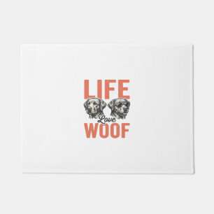 Vintage Life Love Woof Dog Graphic Design_1 Doormat