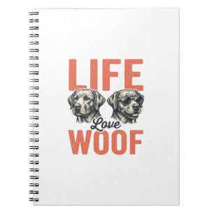 Vintage Life Love Woof Dog Graphic Design_1 Notebook