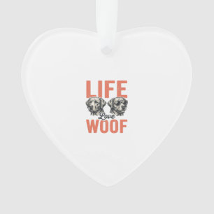 Vintage Life Love Woof Dog Graphic Design_1 Ornament