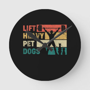 Vintage Lift Heavy Pet Dogs Funny Fitness Round Clock