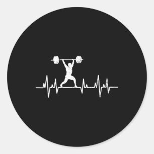 Vintage Lifting Powerlifting Bodybuilding Heartbea Classic Round Sticker