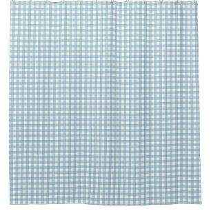 Vintage Light Blue gingham Shower Curtain
