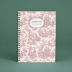 Vintage Light Brown French Country Toile de Jouy Notebook