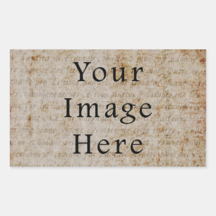 Vintage Light Brown Script Text Parchment Paper Rectangular Sticker