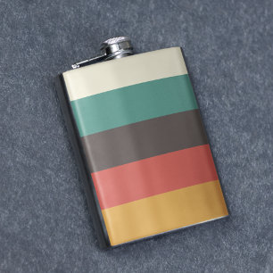 Vintage light colour stripes hip flask