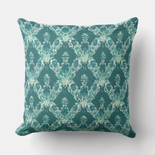 Vintage Light Emerald Green Leaves Cushion