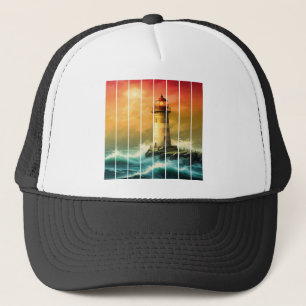 Vintage Light House Sea Shore Ocean Watch Trucker Hat