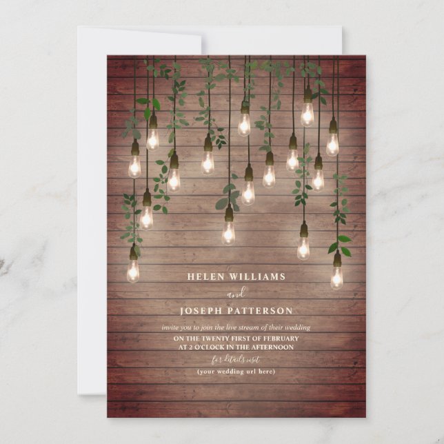Vintage Light Rustic Wood Botanical Virtual Invitation (Front)