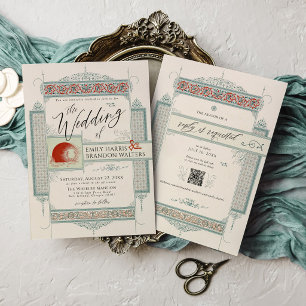 Vintage Light Sage Green Old Money Elegant Wedding Invitation