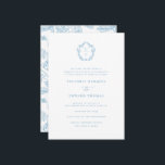 Vintage Light Sky Blue Crest Monogram Wedding Invitation<br><div class="desc">Regency Era Monogram Light Sky Blue Crest,  wedding invitation. Vintage inspired Regency-Era baroque line art monogram crest. Features,  an elegant light sky blue colour typography design style mix of script and bold type. Chinoiserie style garden pattern backing.</div>