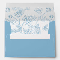 Vintage Light Sky Blue Floral Wedding Invitation