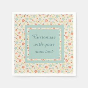 Vintage Light Spring Busy Floral Custom Text Napkin
