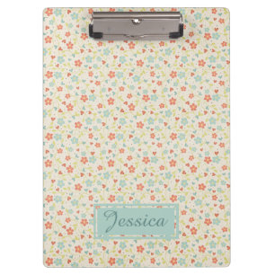 Vintage Light Spring Busy Floral Personalised Clipboard