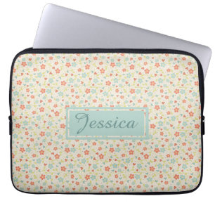 Vintage Light Spring Busy Floral Personalised Laptop Sleeve
