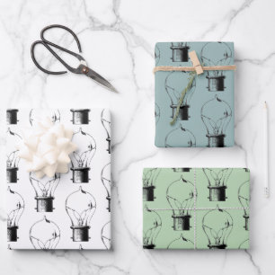 Vintage Lightbulb Pattern Wrapping Paper Sheets