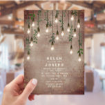 Vintage Lightbulbs Rustic Brick Botanical Wedding  Invitation<br><div class="desc">Vintage Edison lights with botanical greenery hanging from top over weathered brick background.</div>