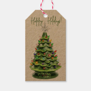 Vintage Lighted Ceramic Christmas Tree Gift Tag