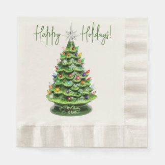 Vintage Lighted Ceramic Christmas Tree Napkins