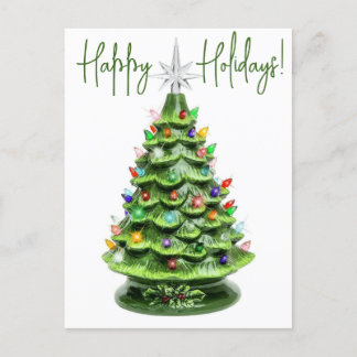 Vintage Lighted Ceramic Christmas Tree Postcard