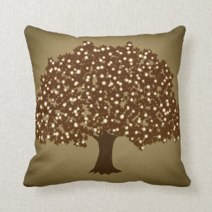 Vintage lighted tree rustic throw pillow decor