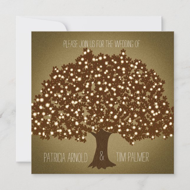 Vintage Lighted Tree Rustic Wedding Invitation (Front)
