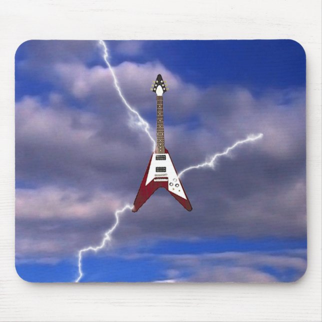 Vintage Lightening V-Body Guitar Mousepad (Front)