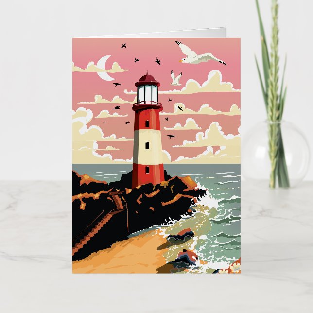 Vintage Lighthouse Foil Greeting Card (Front)