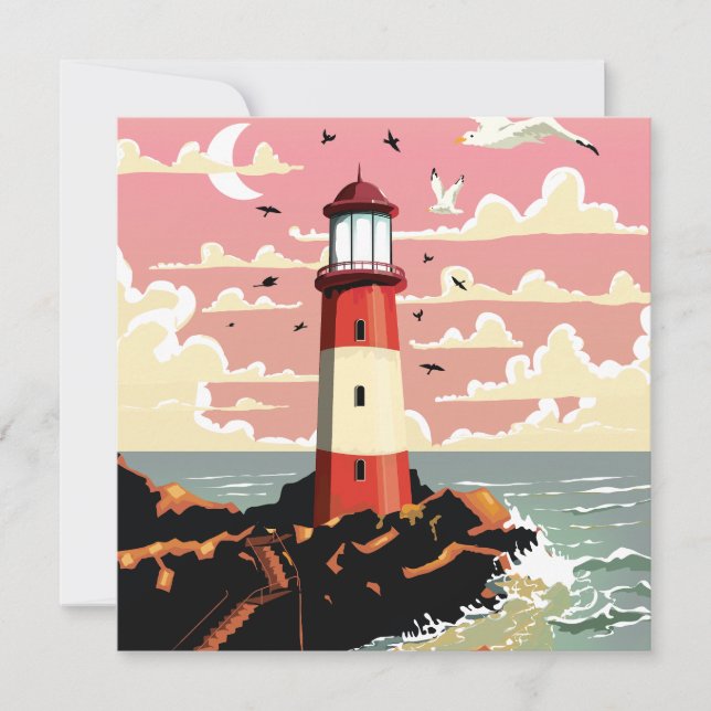 Vintage Lighthouse Holiday Card (Front)