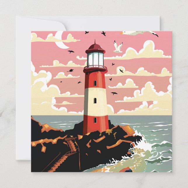 Vintage Lighthouse Invitation (Front)