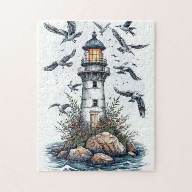 Vintage Lighthouse Jigsaw Puzzle (Vertical)