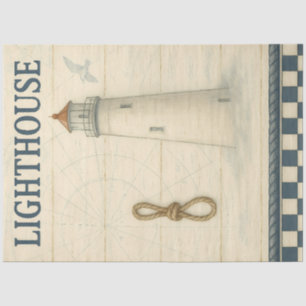Vintage Lighthouse Nautical Coastal Decoupage Tissue Paper