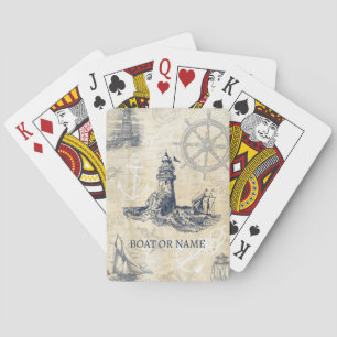 Vintage Lighthouse Nautical Personalised Playing Cards
