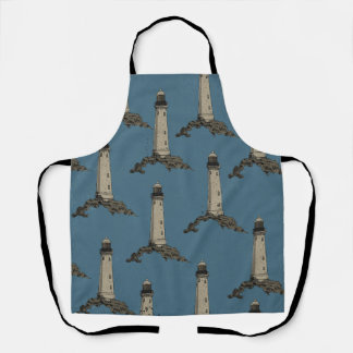 Vintage lighthouse pattern apron