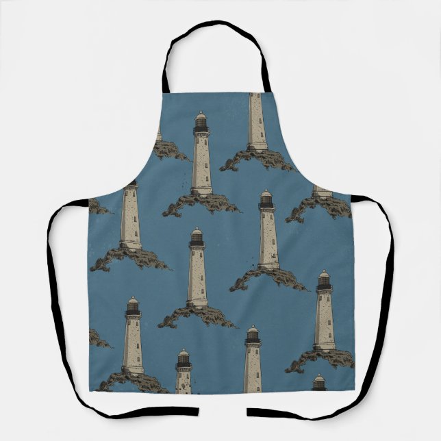 Vintage lighthouse pattern apron (Front)