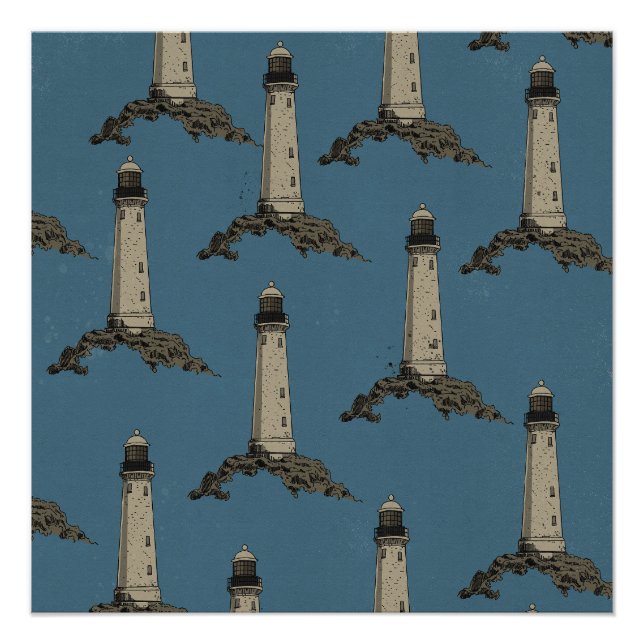 Vintage lighthouse pattern poster (Front)