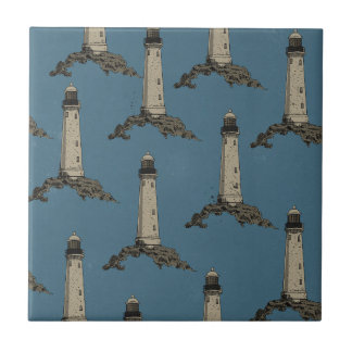 Vintage lighthouse pattern tile