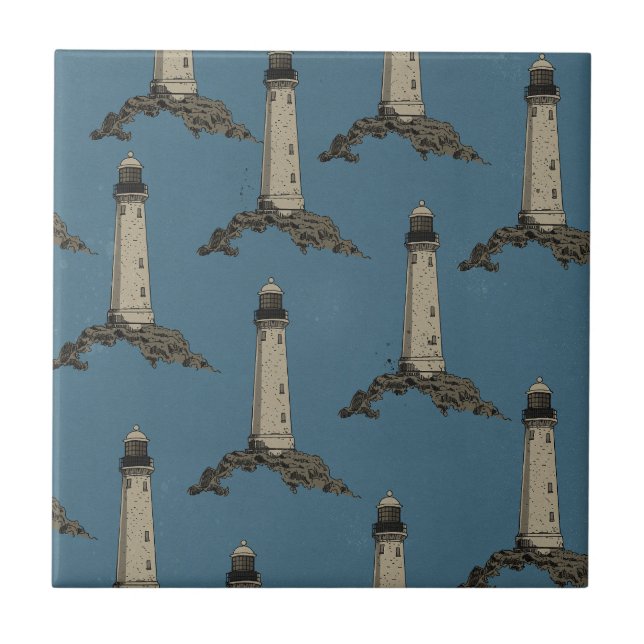 Vintage lighthouse pattern tile (Front)