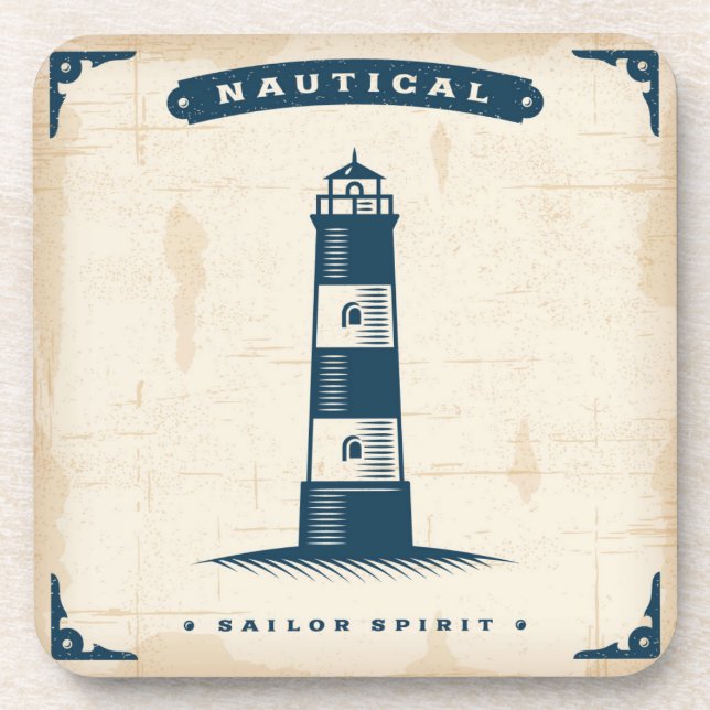 Vintage Lighthouse Poster 1 Coaster (Front)