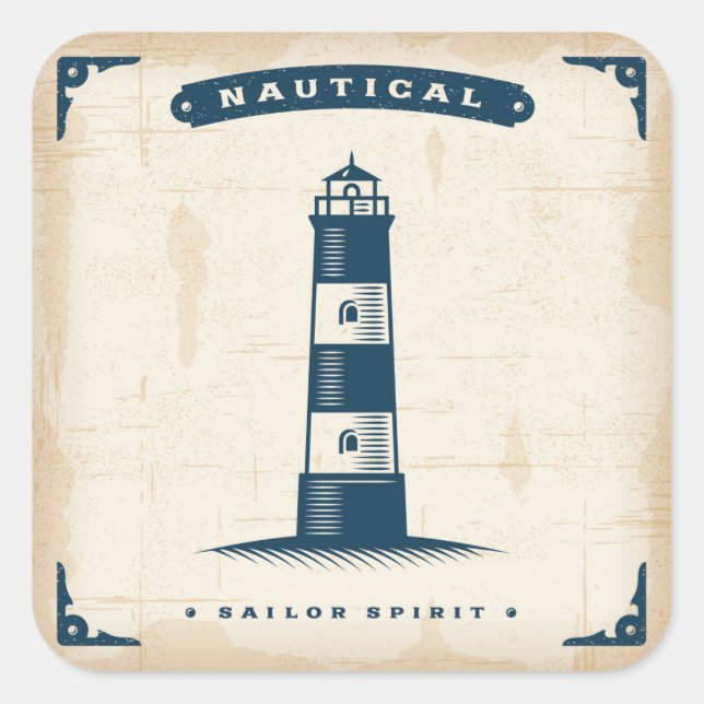 Vintage Lighthouse Poster 1 Square Sticker (Front)