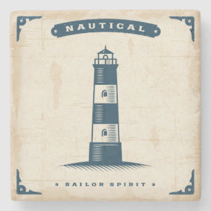 Vintage Lighthouse Poster 1 Stone Coaster