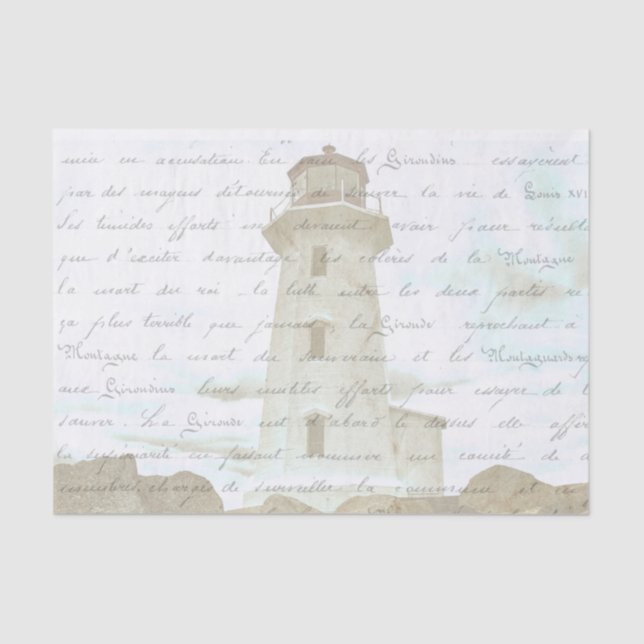 Vintage Lighthouse Seaside Deocupage   Tissue Paper (Front)